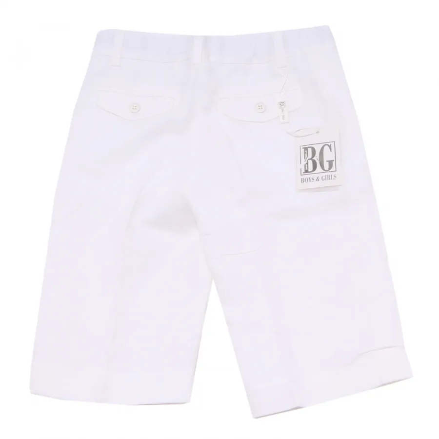 0434T bermuda bimbo BABY GRAZIELLA BG BOYS & GIRLS bianco lino short kid