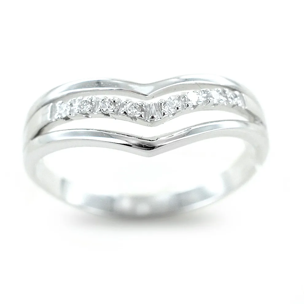 Anello fascia india in oro bianco con diamanti ct 0.06