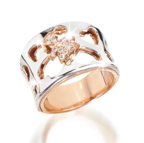 Anello Le Bebè - I Divini - fascia rastremata con bimba in oro rosa 18kt e pavè di diamanti 0.16ct
