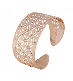 Bracciale Donna Gioielli Boccadamo Bizantina a fascia larga placcato oro rosa con decoro in rilievo e cristalli xbr710rs