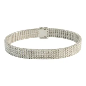Bracciale unito 5 file in oro bianco con diamanti ct 6.30