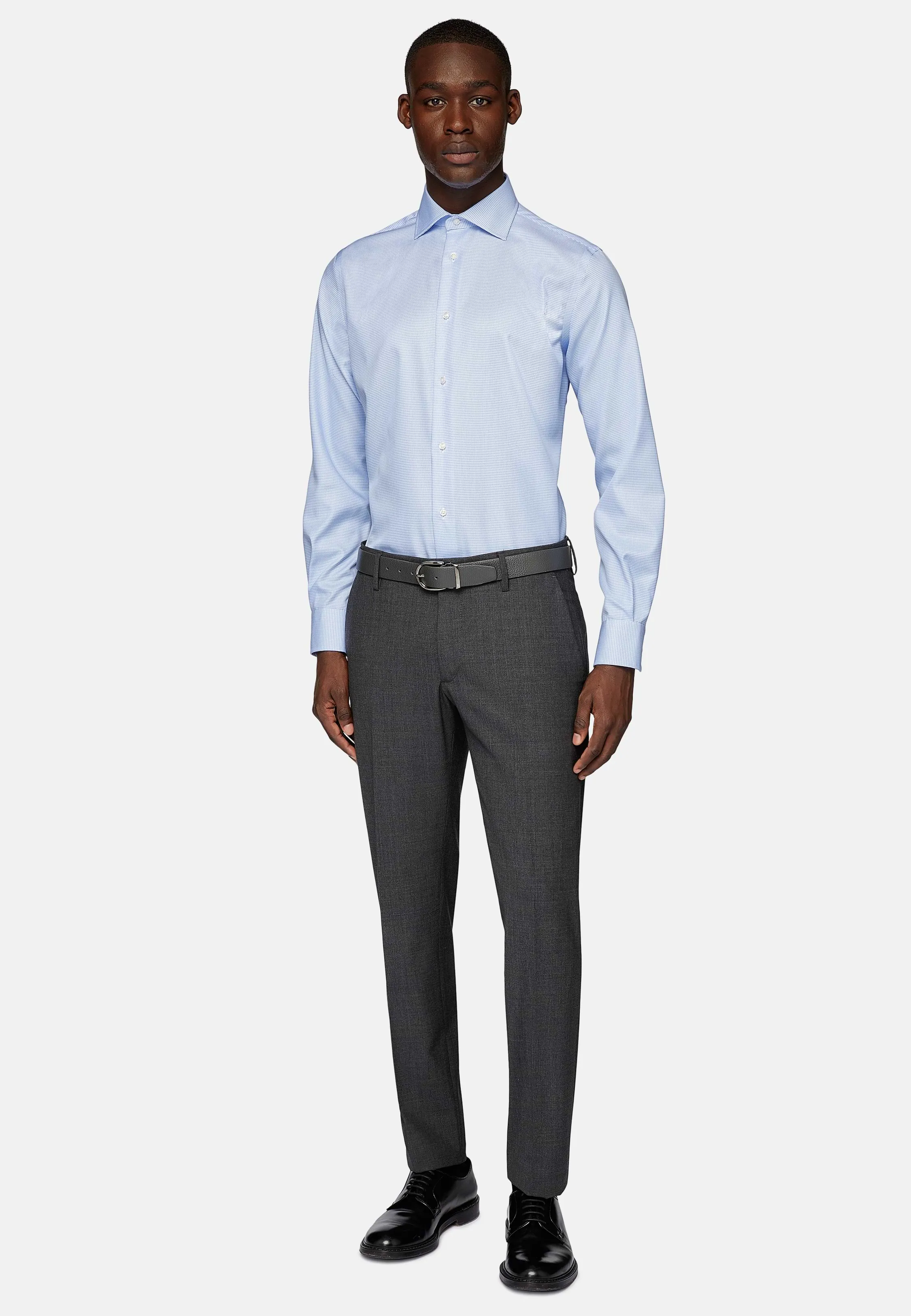 Camicia A Quadretti In Twill Di Cotone Regular Fit