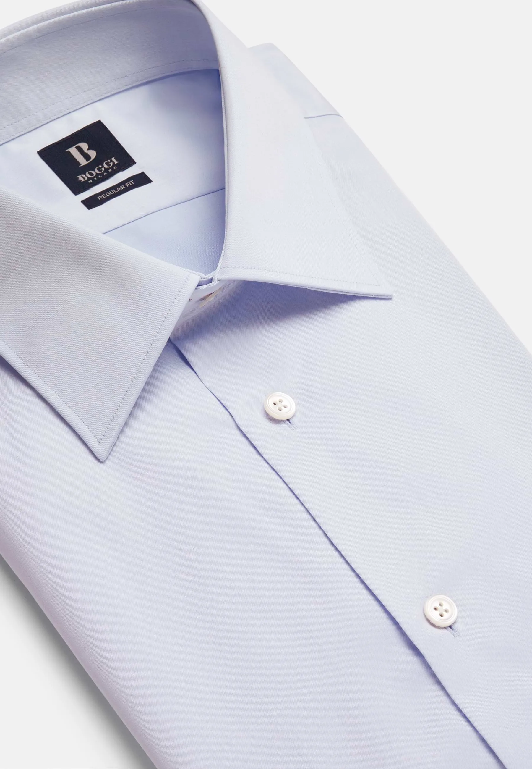 Camicia Azzurra In Twill Di Cotone Regular Fit