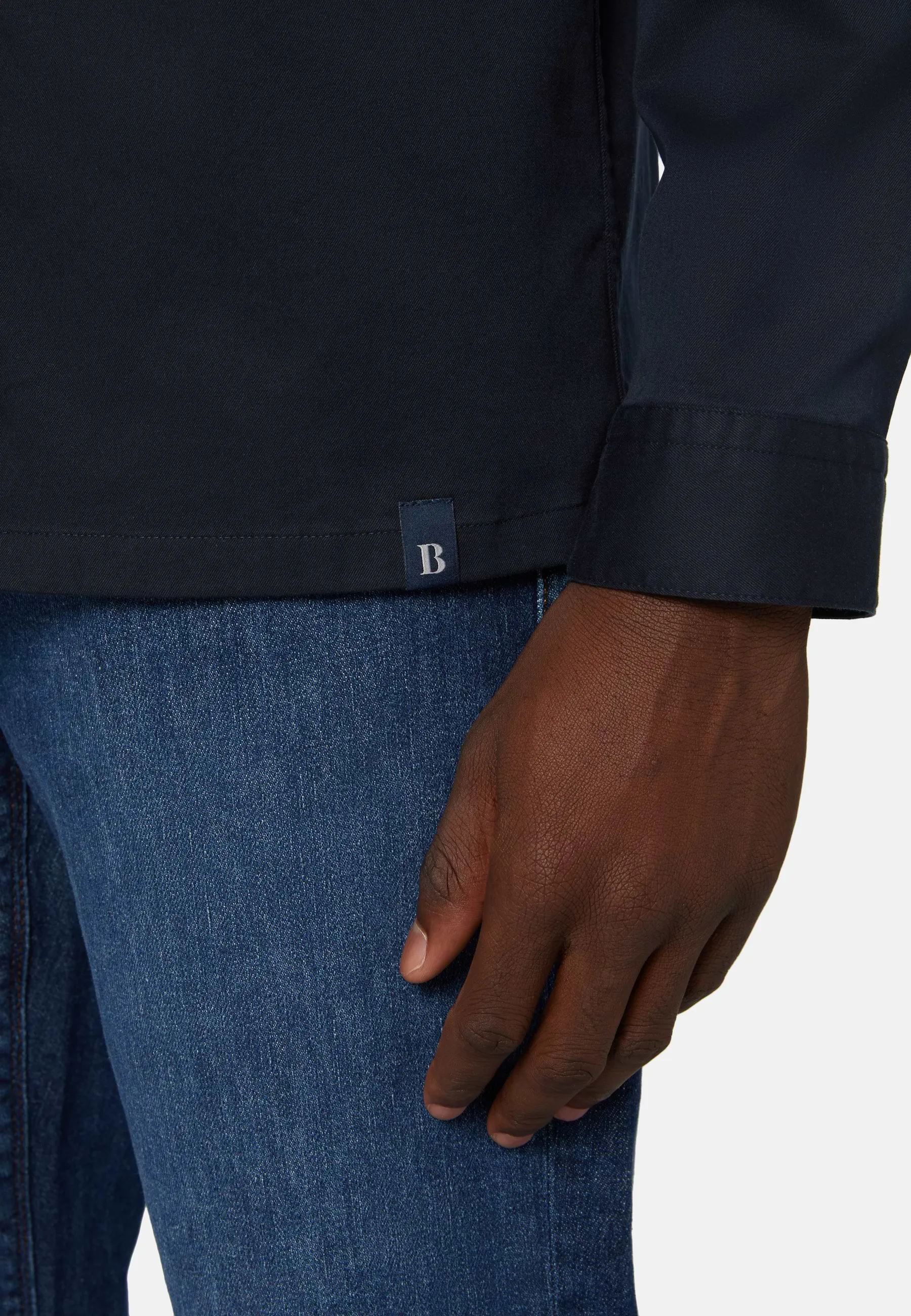 Camicia Over Camp Navy In Cotone Tencel