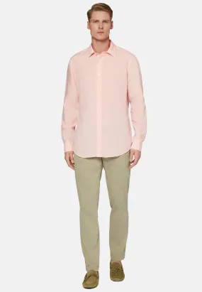 Camicia Rosa In Tencel Lino Regular Fit