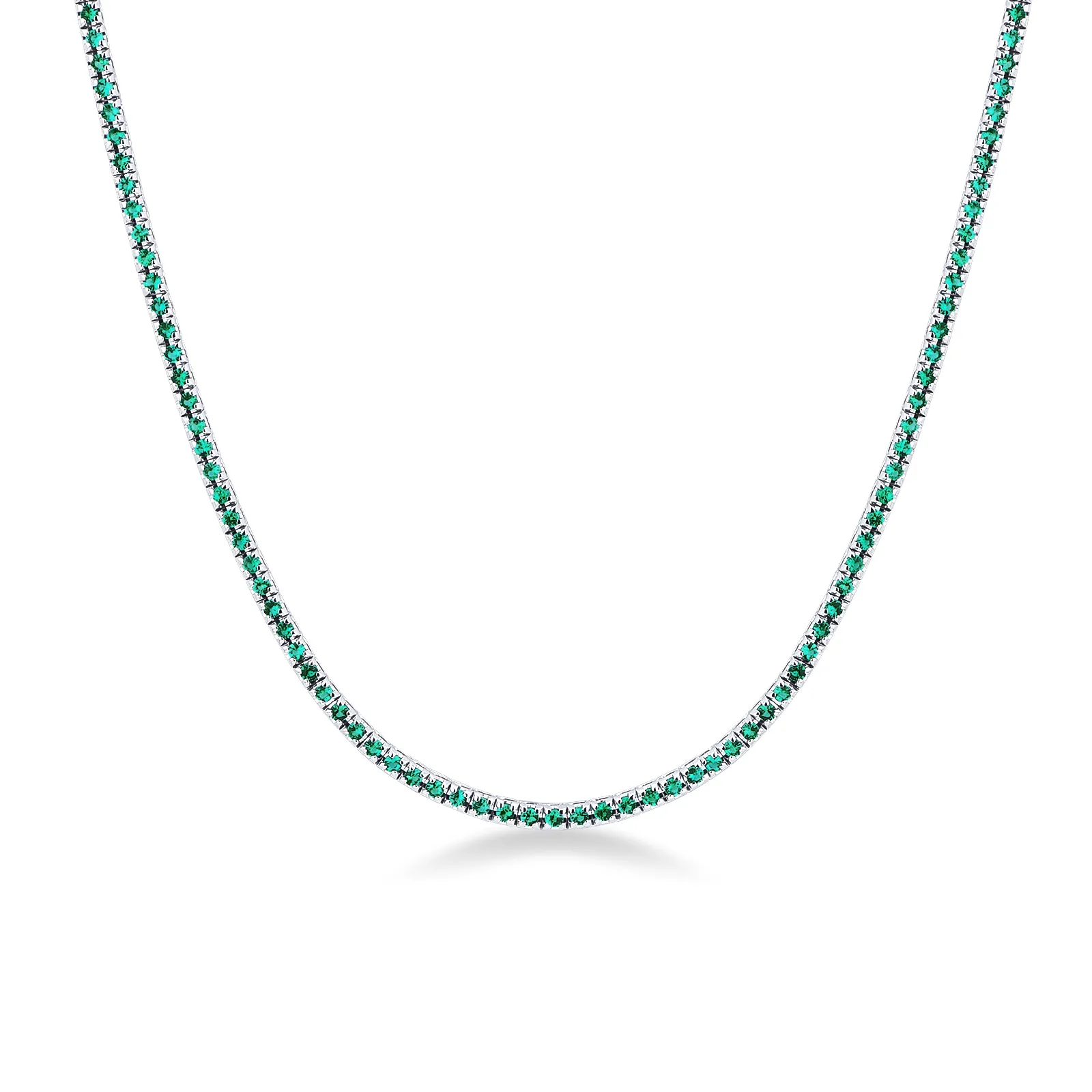 Collana tennis piramide in oro bianco 18k con smeraldi