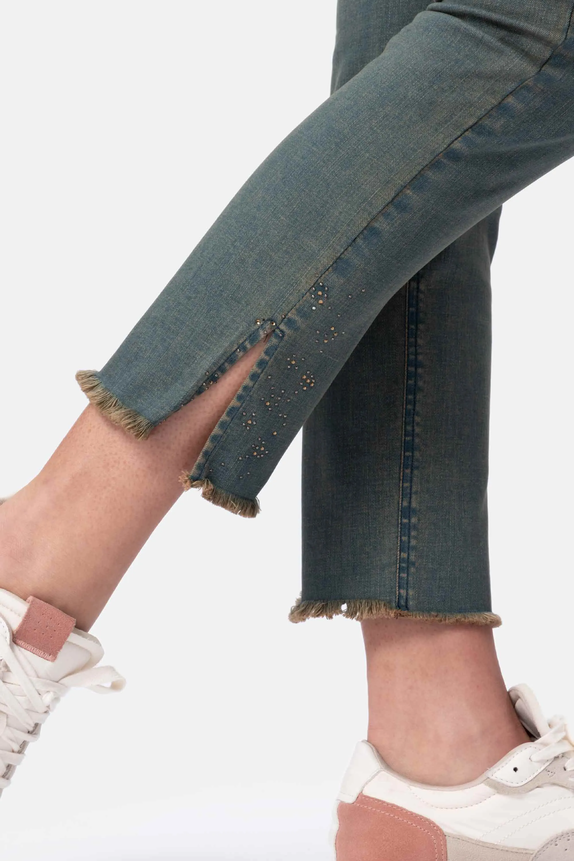 Ellie Ey328/s Jeans con spacco e strass