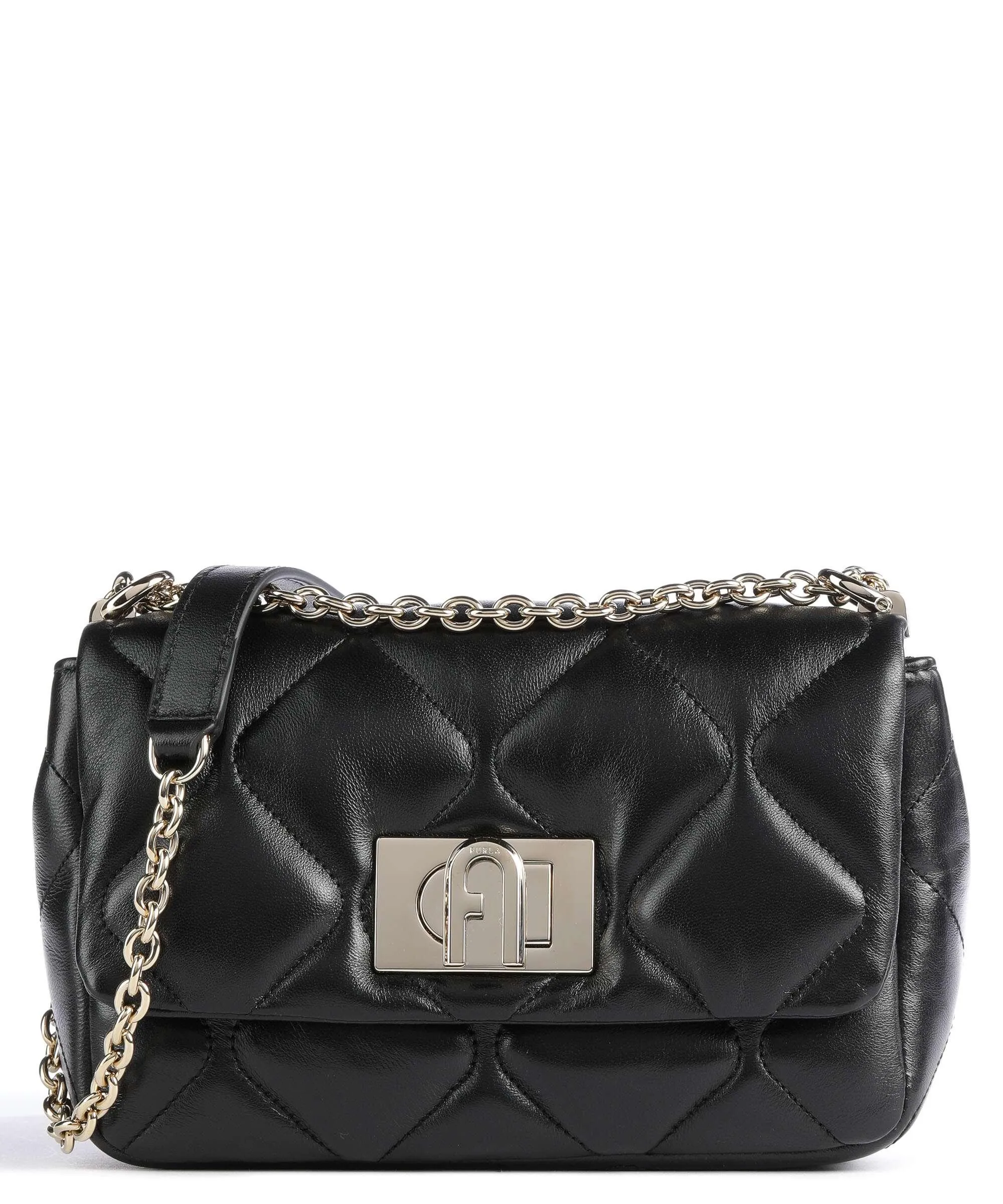  Furla 1927 Mini Borsa a spalla pelle a grana fine nero  