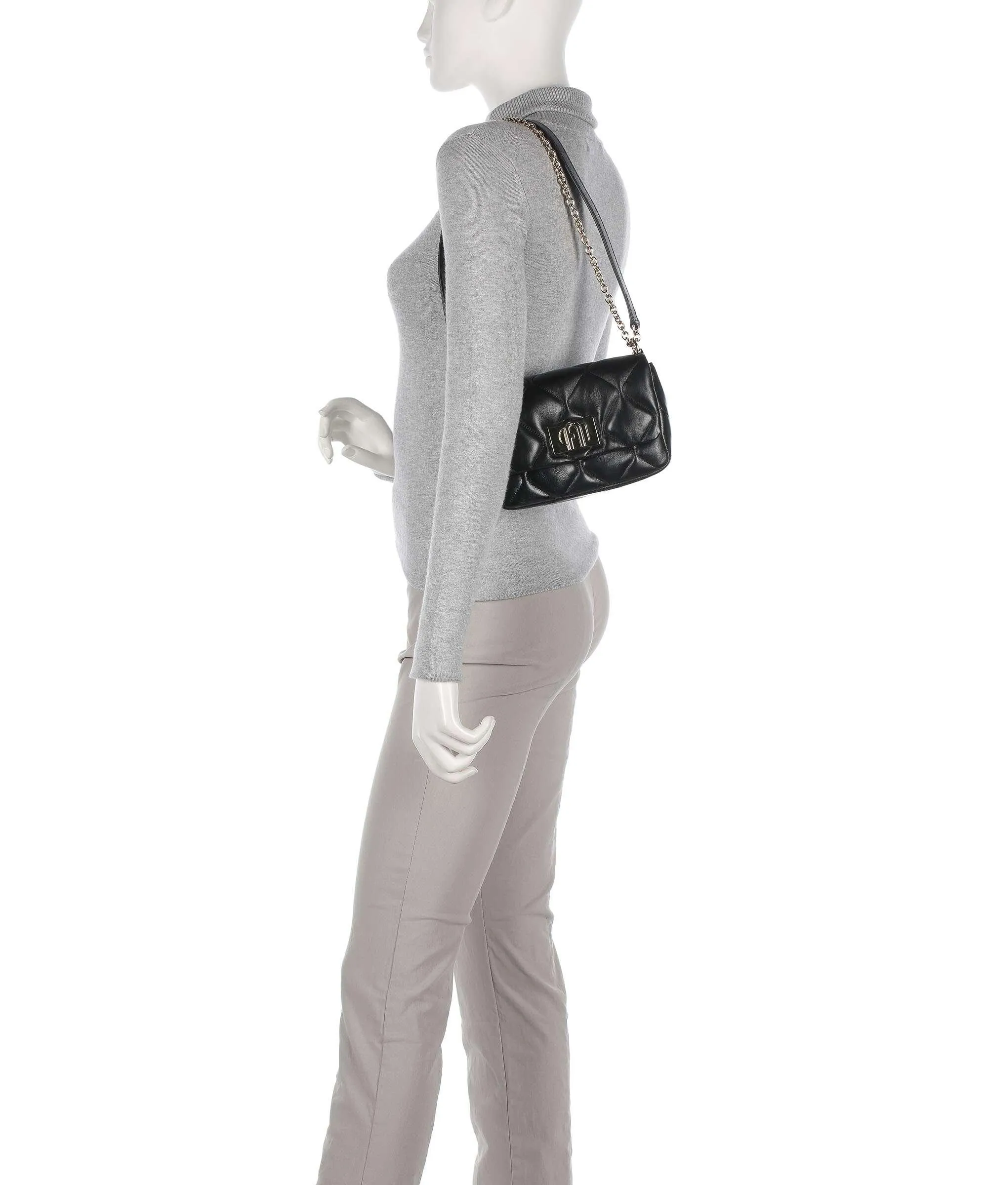  Furla 1927 Mini Borsa a spalla pelle a grana fine nero  