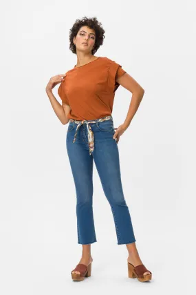 Hippie Rll10 Jeans in denim super stretch con orlo sfrangiato