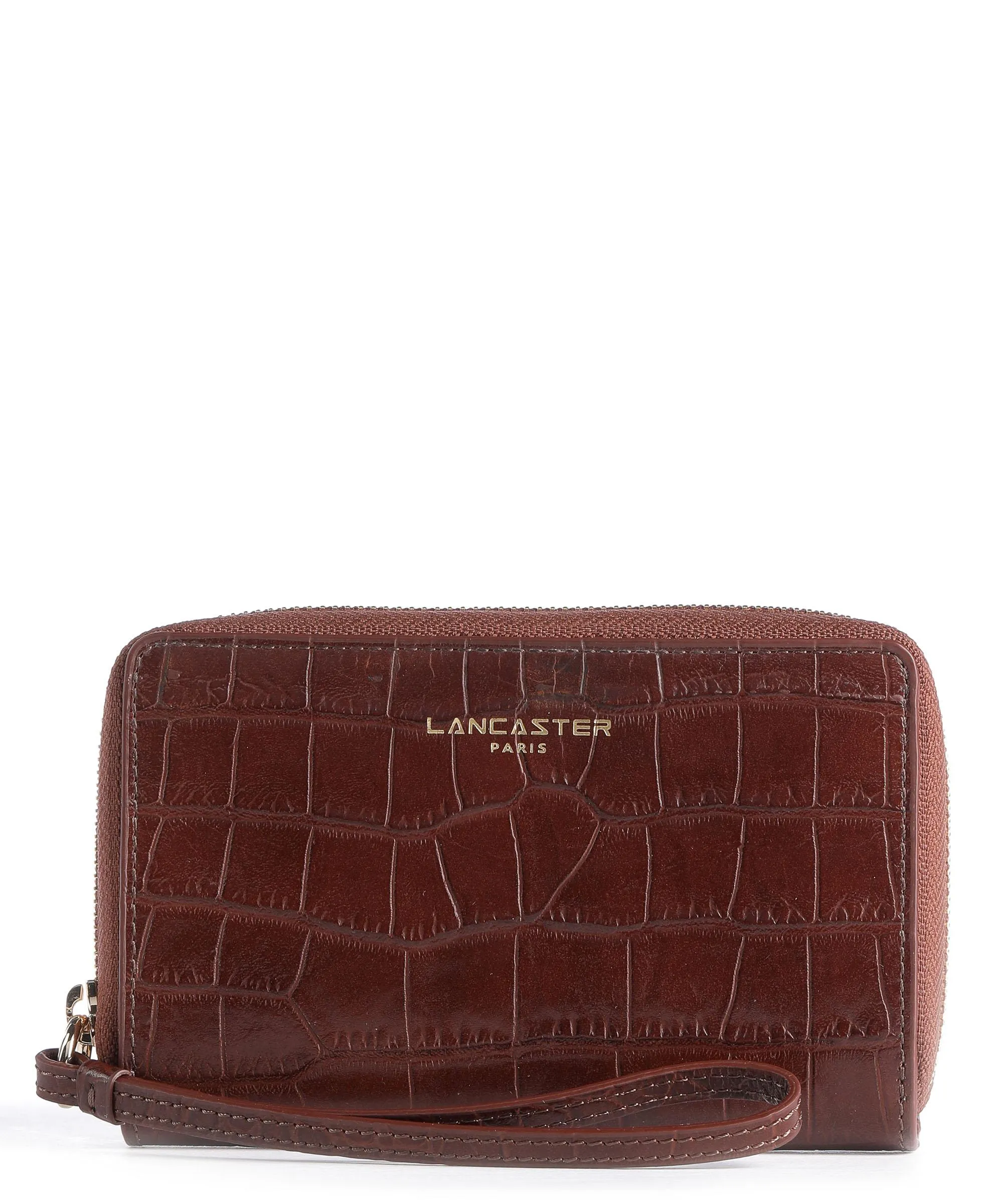  Lancaster Exotic Croco Portafoglio pelle di vacchetta goffrata marrone  