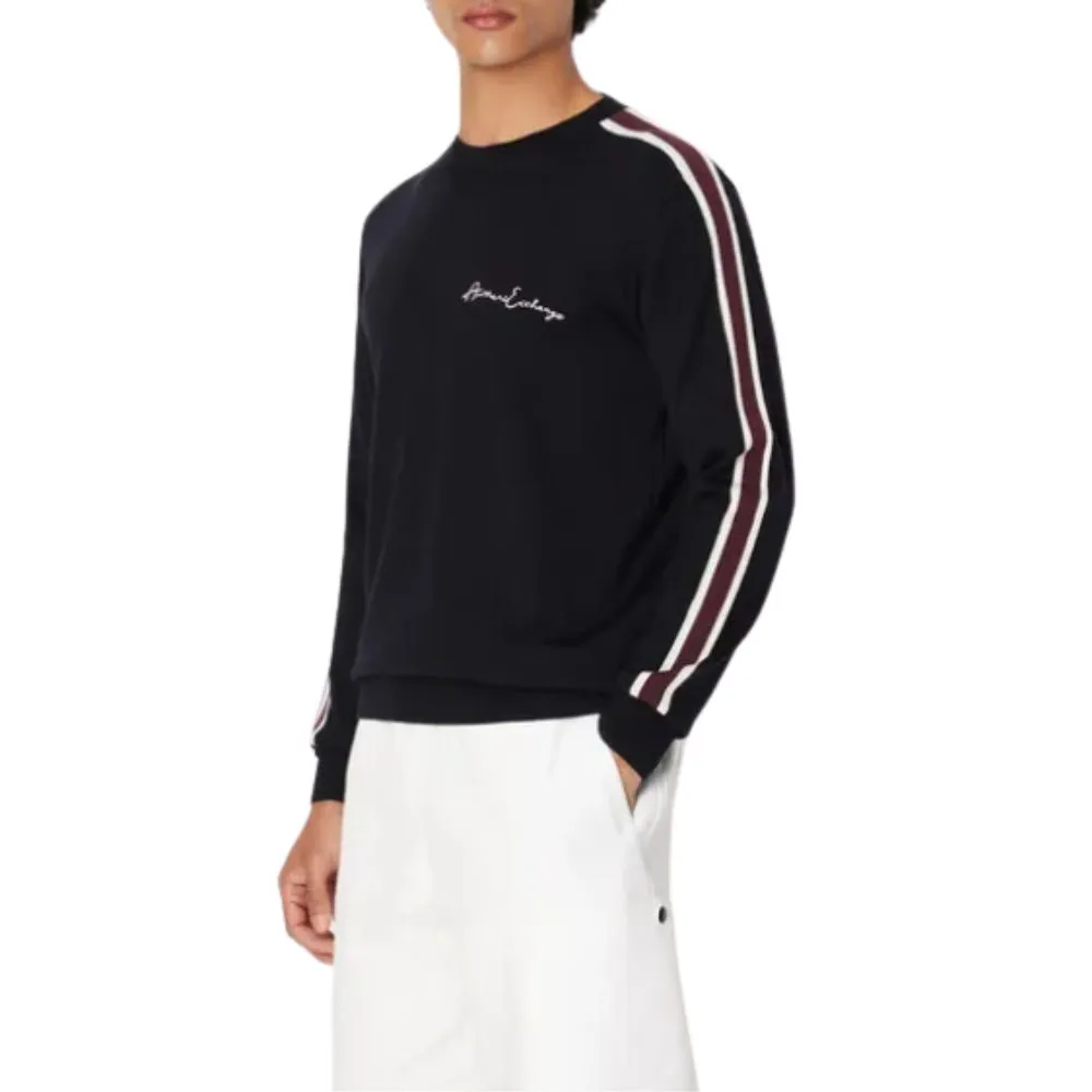 Maglione Armani Exchange girocollo con logo e bande a contrasto