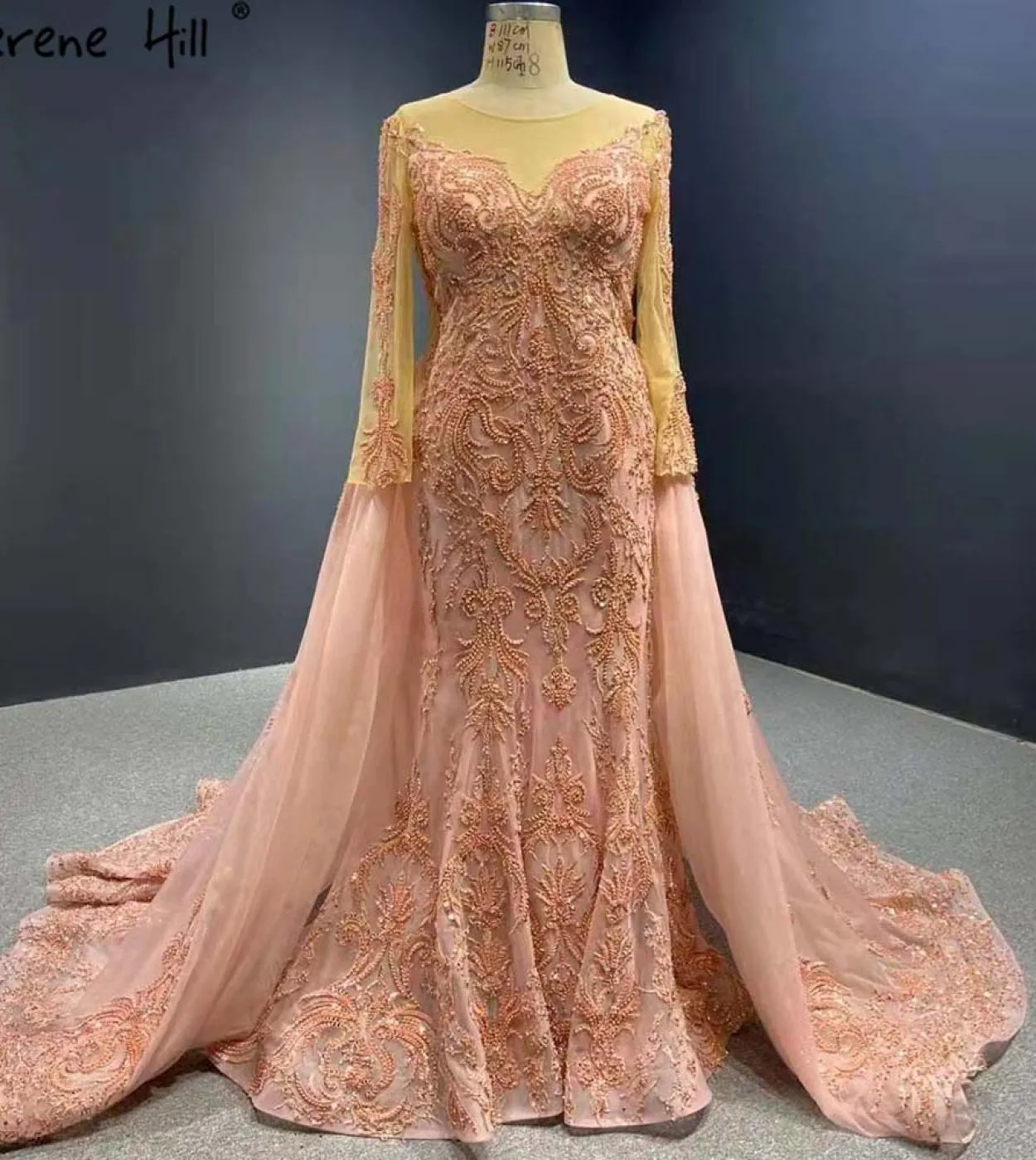 Serene Hill Musulmano Vino Rosso Con Il Treno Abiti Da Sposa 2022 Sirena In Rilievo di Lusso Elegante Abito Da Sposa Hm67250 Cus