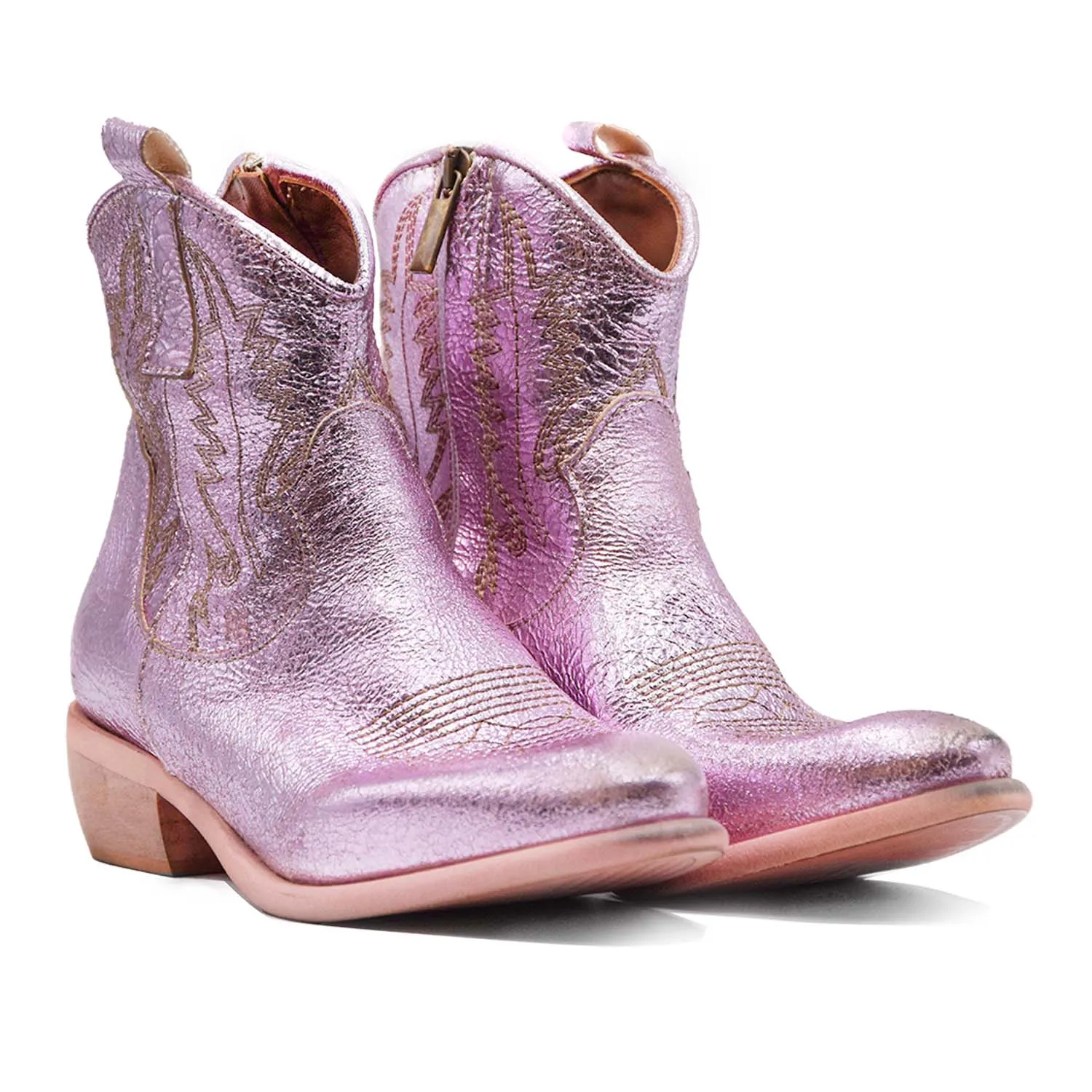 Texani Rosa Donna Ricami A Contrasto Sulla Tomaia E Gambale