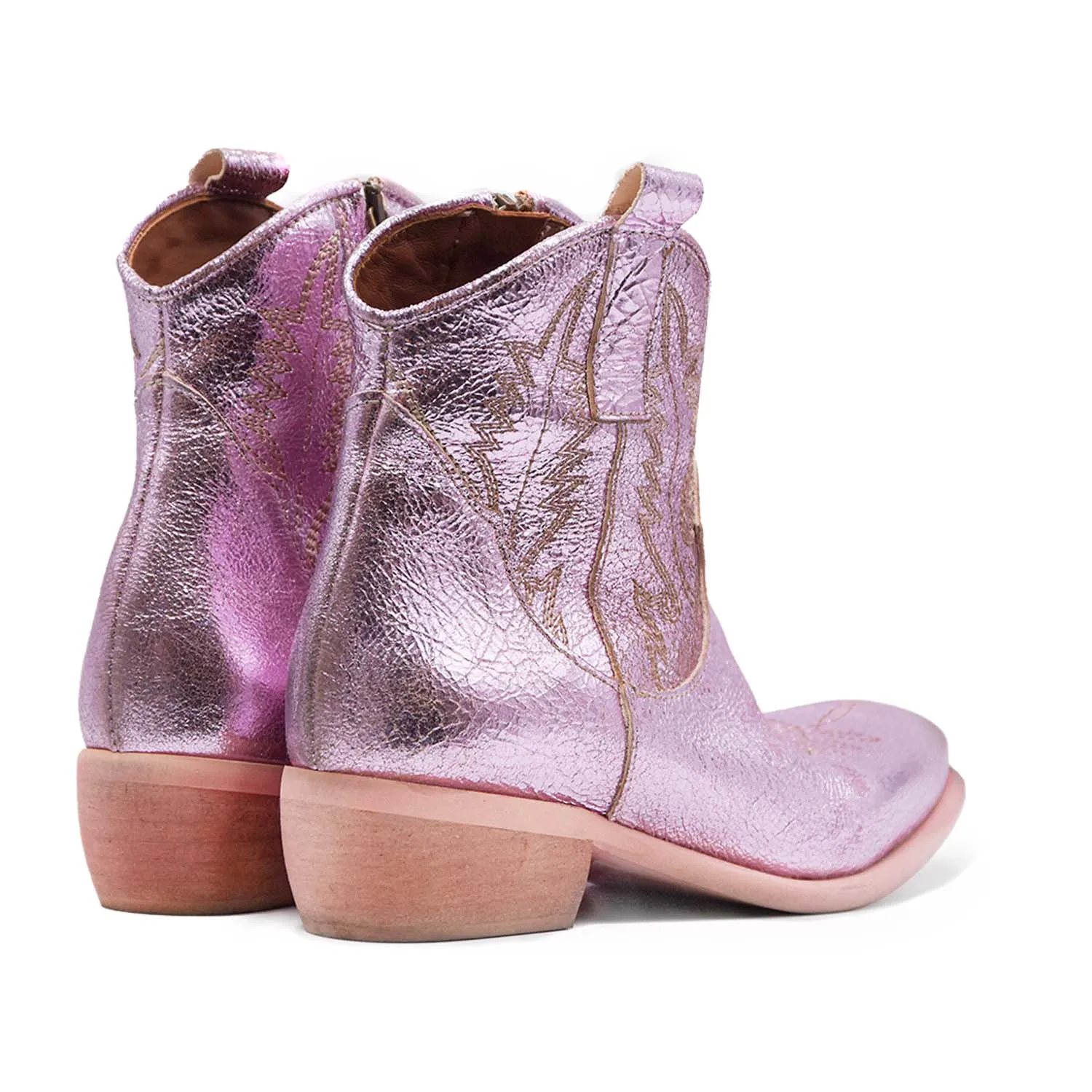 Texani Rosa Donna Ricami A Contrasto Sulla Tomaia E Gambale