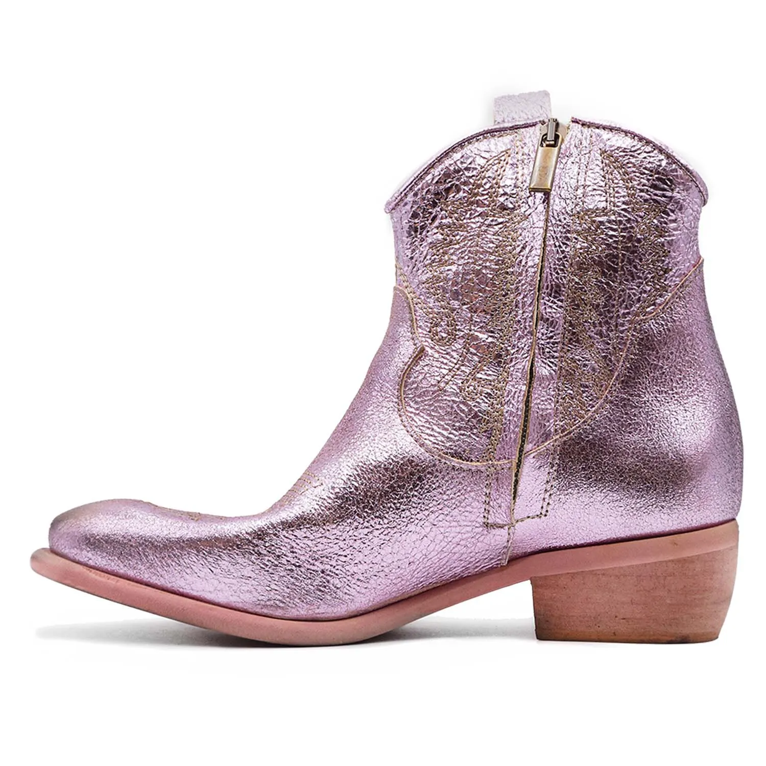 Texani Rosa Donna Ricami A Contrasto Sulla Tomaia E Gambale