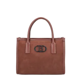     TOTE MEDIA MONTANA IN PELLE SCAMOSCIATA COLORE MARRONE  