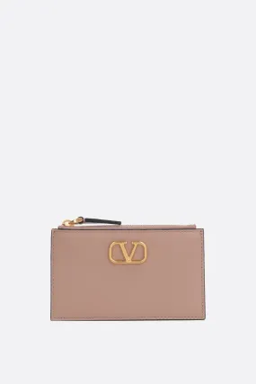 VALENTINO GARAVANI porta carte con zip VLogo Signature in pelle martellata