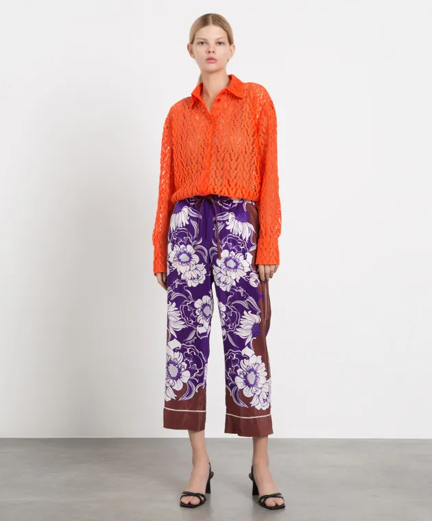 Valentino Pantaloni in seta floreale XB0RB4T3776