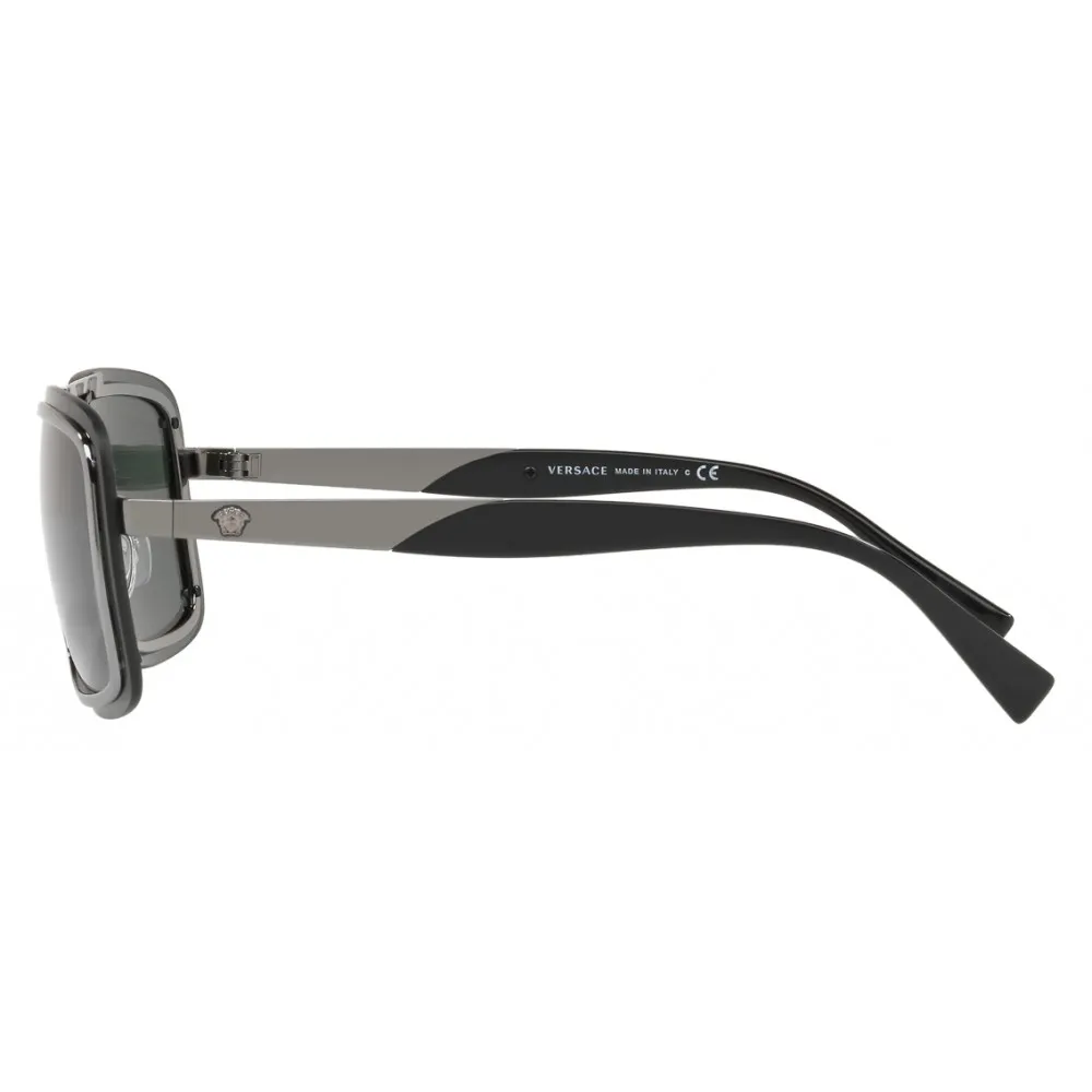 Versace - Occhiale da Sole Versace V-Wire Square - Nero Argento - Occhiali da Sole - Versace Eyewear