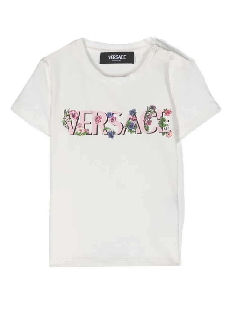 versace T-shirt con logo floreale