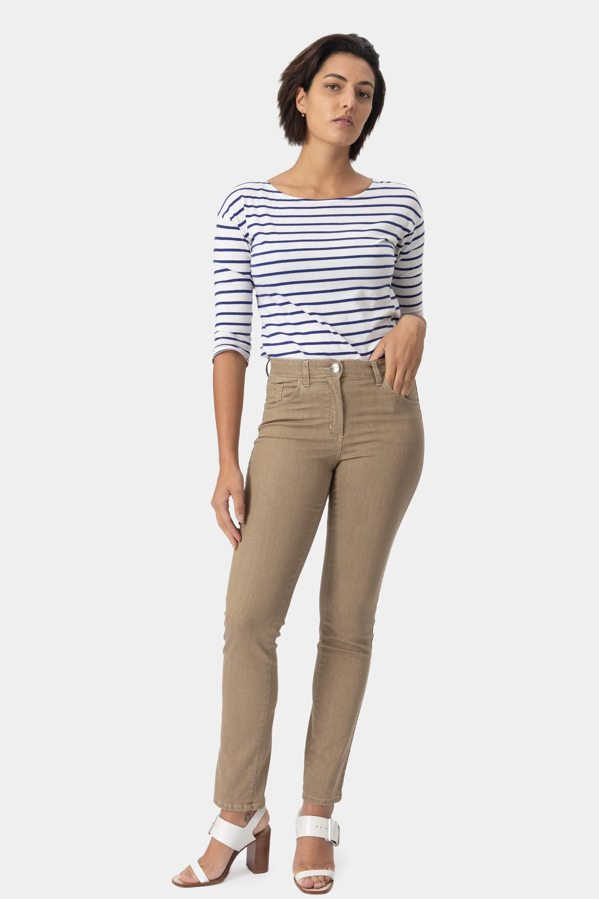 Virtual Sns02/s Jeans beige con strass