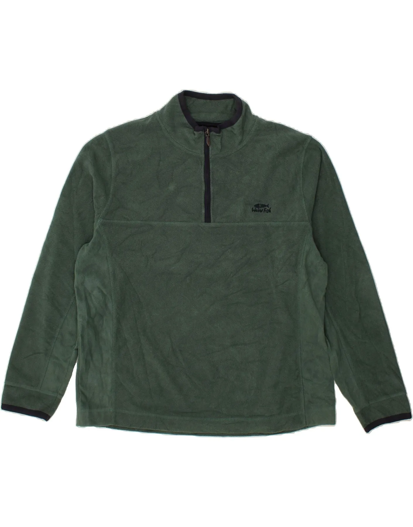 WEIRD FISH Mens Zip Neck Sweatshirt Jumper 3XL Green Polyester